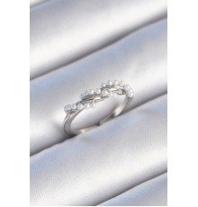 Pirinç Gümüş Renk Sarmal İnci Model Kadın Yüzük - TJ-BYK3437