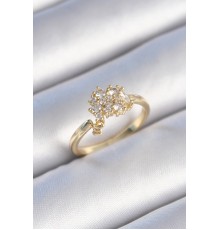 Pirinç Gold Renk Zirkon Taşlı Kadın Yüzük - TJ-BYK3442