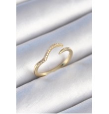 Pirinç Gold Renk Zirkon Taşlı Kadın Yüzük - TJ-BYK3450