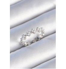 Pirinç Gümüş Renk İncili Yonca Model Kadın Yüzük - TJ-BYK3457