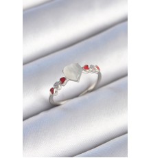 Pirinç Gümüş Renk Beyaz Mineli Kalp Model Zirkon Taş Detaylı Kadın Yüzük - TJ-BYK3459