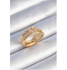 Pirinç Gold Renk Zirkon Taşlı Yılan Model Kadın Yüzük - TJ-BYK3474