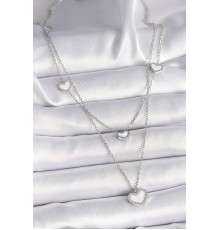 316L Çelik Gümüş Renk Zincir 2'Li Zincir Kalp Model Kadın Kolye - TJ-BKO9573