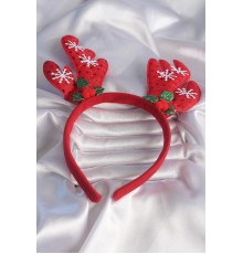 Yılbaşı Temalı Kar Tanesi İşleme Detay Geyik Boynuzu Figürlü Taç - TJ-SA1002