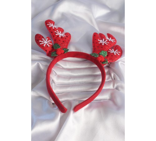 Yılbaşı Temalı Kar Tanesi İşleme Detay Geyik Boynuzu Figürlü Taç - TJ-SA1002