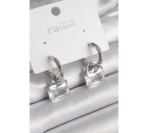 Pirinç Gümüş Renk Sallantı Zirkon Taşlı Çanta Model Kadın Küpe - TJ-BKP9769