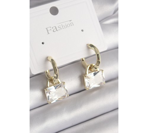 Pirinç Gold Renk Sallantı Zirkon Taşlı Çanta Model Kadın Küpe - TJ-BKP9770