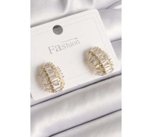 Pirinç Gold Renk Zirkon Taşlı Kaplumbağa Kabuğu Model Kadın Küpe - TJ-BKP9788