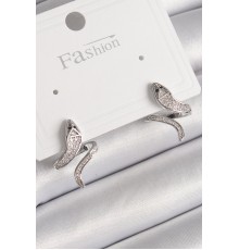 Pirinç Gümüş Renk Zirkon Taşlı Yılan Model Kadın Küpe - TJ-BKP9789