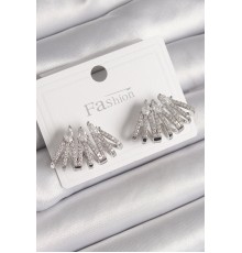 Pirinç Gümüş Renk Zirkon Taşlı Deniz Kabuğu Model Kadın Küpe - TJ-BKP9797