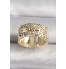Pirinç Gold Renk Zirkon Taşlı Messika Model Ayarlanabilir Kadın Yüzük - TJ-BYK3486