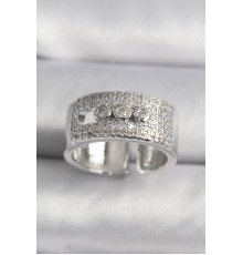 Pirinç Gümüş Renk Zirkon Taşlı Messika Model Kadın Yüzük - TJ-BYK3487