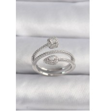 Pirinç Gümüş Renk Zirkon Taşlı Ok Model VIP Seri Kadın Yüzük - TJ-BYK3501