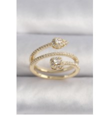 Pirinç Gold Renk Zirkon Taşlı Ok Model VIP Seri Kadın Yüzük - TJ-BYK3502