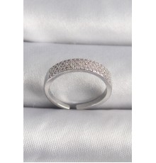 Pirinç Gümüş Renk Zirkon Taşlı VIP Seri Kadın Yüzük - TJ-BYK3505