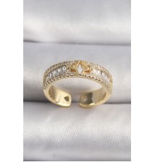 Pirinç Gold Renk Zirkon Taşlı Yıldız İşleme VIP Seri Kadın Yüzük - TJ-BYK3510