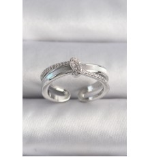 Pirinç Gümüş Renk Zirkon Taşlı Düğüm Model VIP Seri Kadın Yüzük - TJ-BYK3515