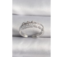 Pirinç Gümüş Renk Zirkon Taşlı İnci Detay VIP Seri Kadın Yüzük - TJ-BYK3519