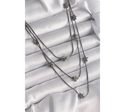 Pirinç Füme Renk 3'Lü Yıldız Model Kadın Kolye - TJ-BKO9623