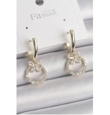 Pirinç Gold Renk Zirkon Taşlı Figür Sallantı Model Kadın Küpe - TJ-BKP9840