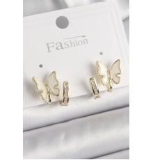 Pirinç Gümüş Renk Zirkon Taş Detaylı Beyaz Sedefli Model Kadın Küpe - TJ-BKP9868