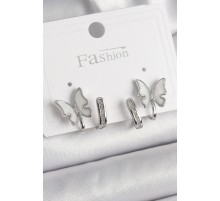 Pirinç Gümüş Renk Zirkon Taş Detaylı Beyaz Sedefli Model Kadın Küpe - TJ-BKP9869