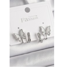 Pirinç Gümüş Renk Zirkon Taş Detaylı Beyaz Sedefli Model Kadın Küpe - TJ-BKP9869