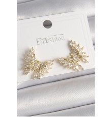 Pirinç Gold Renk Zirkon Taşlı Model Kadın Küpe - TJ-BKP9907