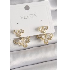 Pirinç Gold Renk Zirkon Taşlı Damla Model Kadın Küpe - TJ-BKP9939