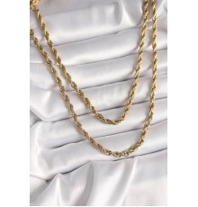 316L Çelik Gold Renk Burgu Zincir Kadın Kolye - TJ-BKO9658