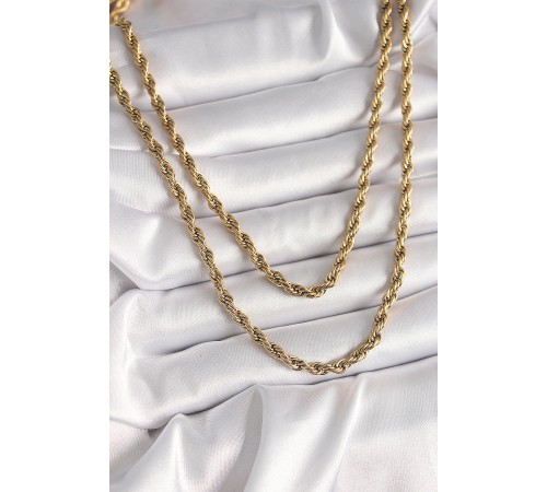 316L Çelik Gold Renk Burgu Zincir Kadın Kolye - TJ-BKO9658