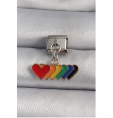 316L Çelik Gümüş Renk Renkli Sallantı Kalp Model Nomination Charm - TJ-BC1100
