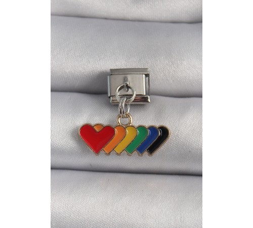 316L Çelik Gümüş Renk Renkli Sallantı Kalp Model Nomination Charm - TJ-BC1100