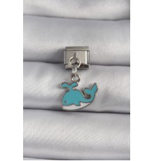 316L Çelik Gümüş Renk Sallantı Mavi Balina Model Nomination Charm - TJ-BC1106