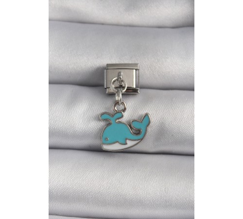 316L Çelik Gümüş Renk Sallantı Mavi Balina Model Nomination Charm - TJ-BC1106
