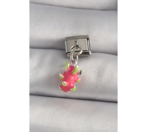 316L Çelik Gümüş Renk Sallantı Ejder Meyvesi Model Nomination Charm - TJ-BC1175