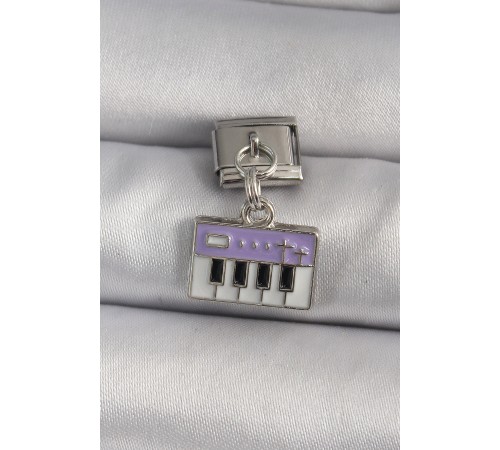 316L Çelik Gümüş Renk Sallantı Mor Piyano Figür Nomination Charm - TJ-BC1179