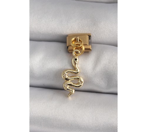 316L Çelik Gold Renk Sallantı Yılan Model Nomination Charm - TJ-BC1199