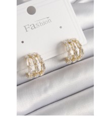 Pirinç Gold Renk Zirkon Taşlı Halka Model Kadın Küpe - TJ-BKP9955