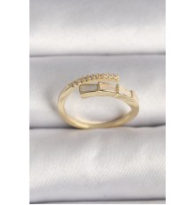 Pirinç Gold Renk Zirkon Taş Detaylı Yılan Model Ayarlanabilir Yüzük - TJ-BYK3539