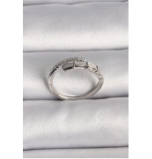 Pirinç Gümüş Renk Zirkon Taşlı Yılan Model Ayarlanabilir Yüzük - TJ-BYK3540