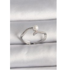 Pirinç Gümüş Renk Zirkon Taşlı Ayarlanabilir Yüzük - TJ-BYK3548