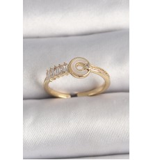 Pirinç Gold Renk Zirkon Taşlı Ayarlanabilir Kadın Yüzük - TJ-BYK3561