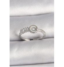 Pirinç Gümüş Renk Zirkon Taşlı Ayarlanabilir Kadın Yüzük - TJ-BYK3562