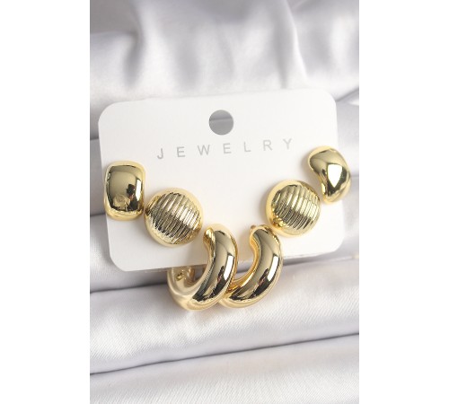 Gold Renk Kalp Halka Model CCB Plastik Kadın Küpe Seti - TJ-BKP10024