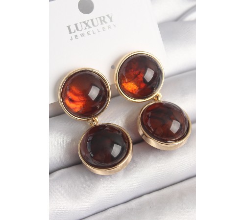 Pirinç Gold Renk Sallantı Kaplan Gözü Model Kadın Küpe - TJ-BKP10048