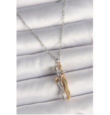 316L Çelik Gümüş Renk Zincir Sarılma Model Kadın Kolye - TJ-BKO9764