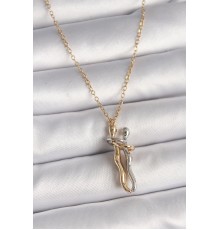 316L Çelik Gold Renk Zincir Renkli Sarılma Model Kadın Kolye - TJ-BKO9765