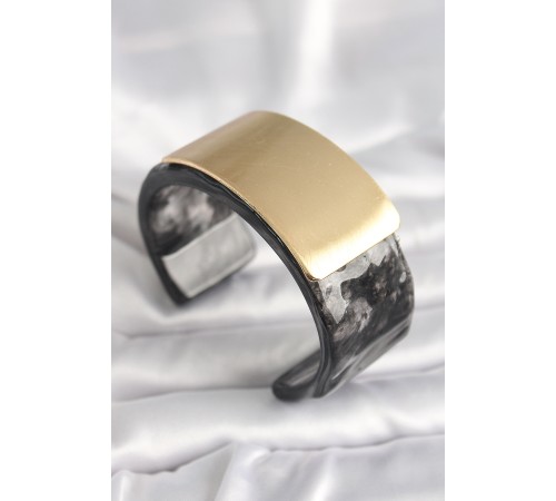 Siyah Mermer Desen Akrilik Plastik Gol Dikdörtgen Plaka Model Vingtage Kadın Bilezik - TJ-BB6685