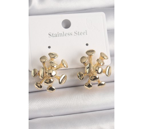 Pirinç Gold Renk Petek Model Kadın Küpe - TJ-BKP10070